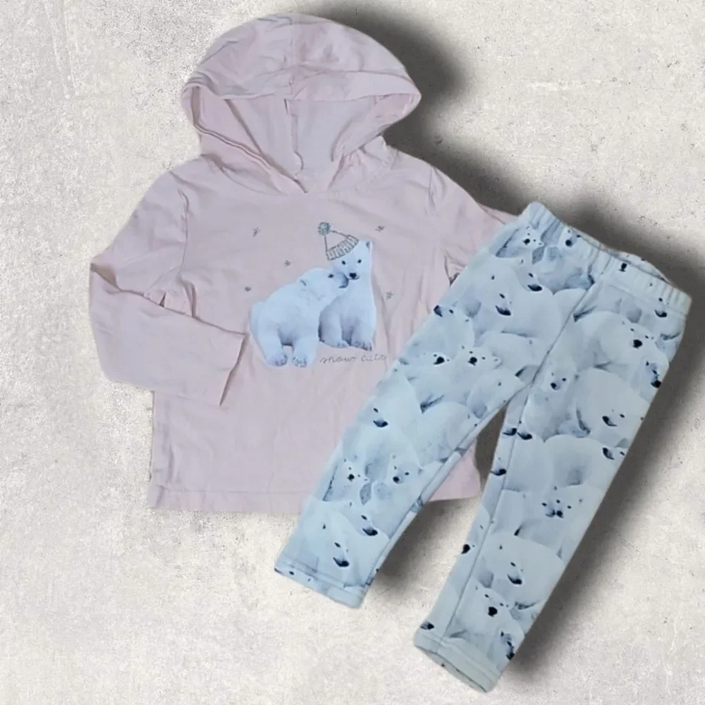 CARTER'S 2-PIECE PINK AND WHITE POLAR BEAR OUTFIT, Size 2T